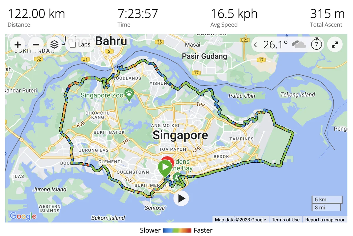 This time we skip Sentosa and Lamp Post 1 to finish the complete loop